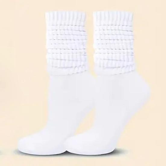 Women Slouch Socks Scrunch Crew Socks Retro Plain Color Stretchy Boot Socks for Girls Street Casual Wear Sneakers Loafers