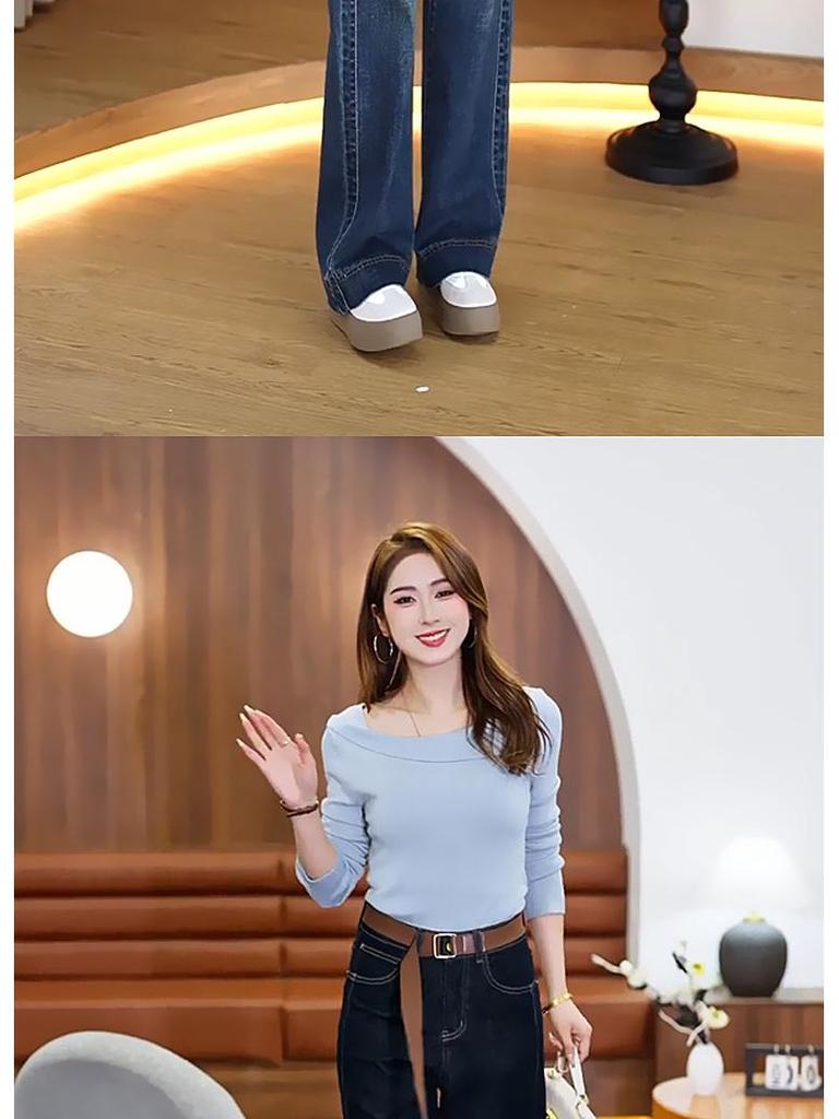 Women's Retro High-Waisted Wide-Leg Jeans - Slimming, Straight Cut for Spring/Autumn 2025