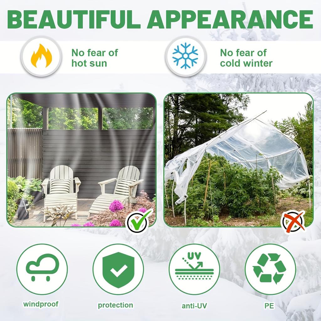 Multifunktionale Wasserdichte Transparente Plane mit Versiegelung - Für Außengärten, Camping, Hofzäune, Hühnerställe, Pflanzenschutz und Autoabdeckungen.