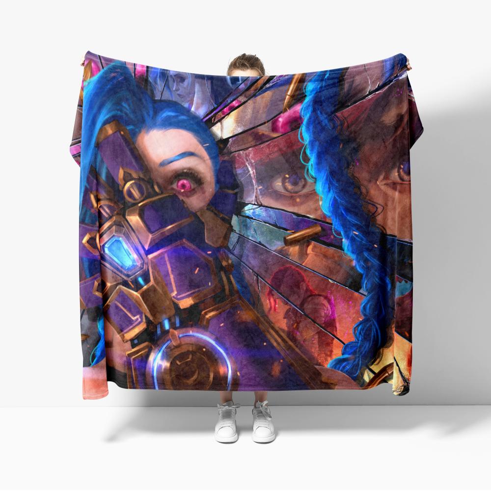 Jinx Arcane Season Flannel Blanket Ekko Anime Blanket Cozy Soft Lightweight Warm 30x40inch 40x50inch for Couch Sofa Bed 75cmx90cm