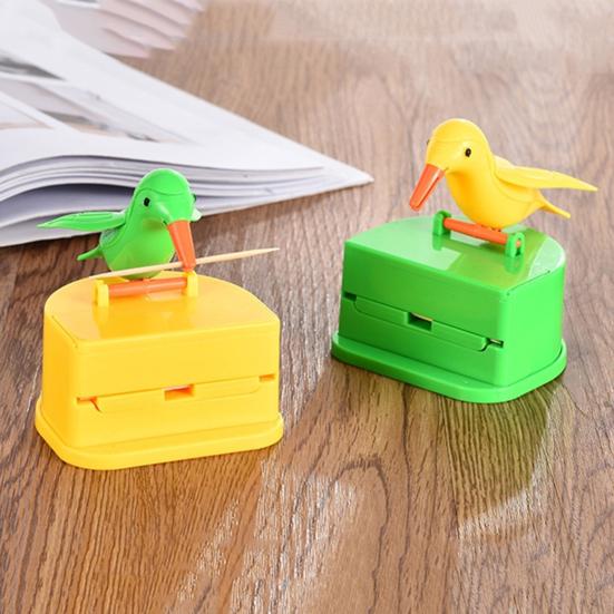 Woodpecker Toothpick Dispenser Smooth Edge Burr-Free Cute Little Bird Push-Type Automatic Toothpick Holder Decor