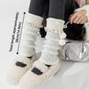 Simple Y2K Knitted Leg Covers Lace Sweet Lolita Bowknot Boots Cover Warm with Plush Balls Mid-tube Socks Girl