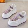 Fashion 7cm Hollow Genuine Leather Breathable Sandals Summer 2024 Women Casual Shoes Platform Wedge Chunky Sneakers Shoes Flats Leisure
