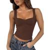Women's Square Neck Sleeveless Tank Top Slim Fit Streetwear Solid Color Crop Top