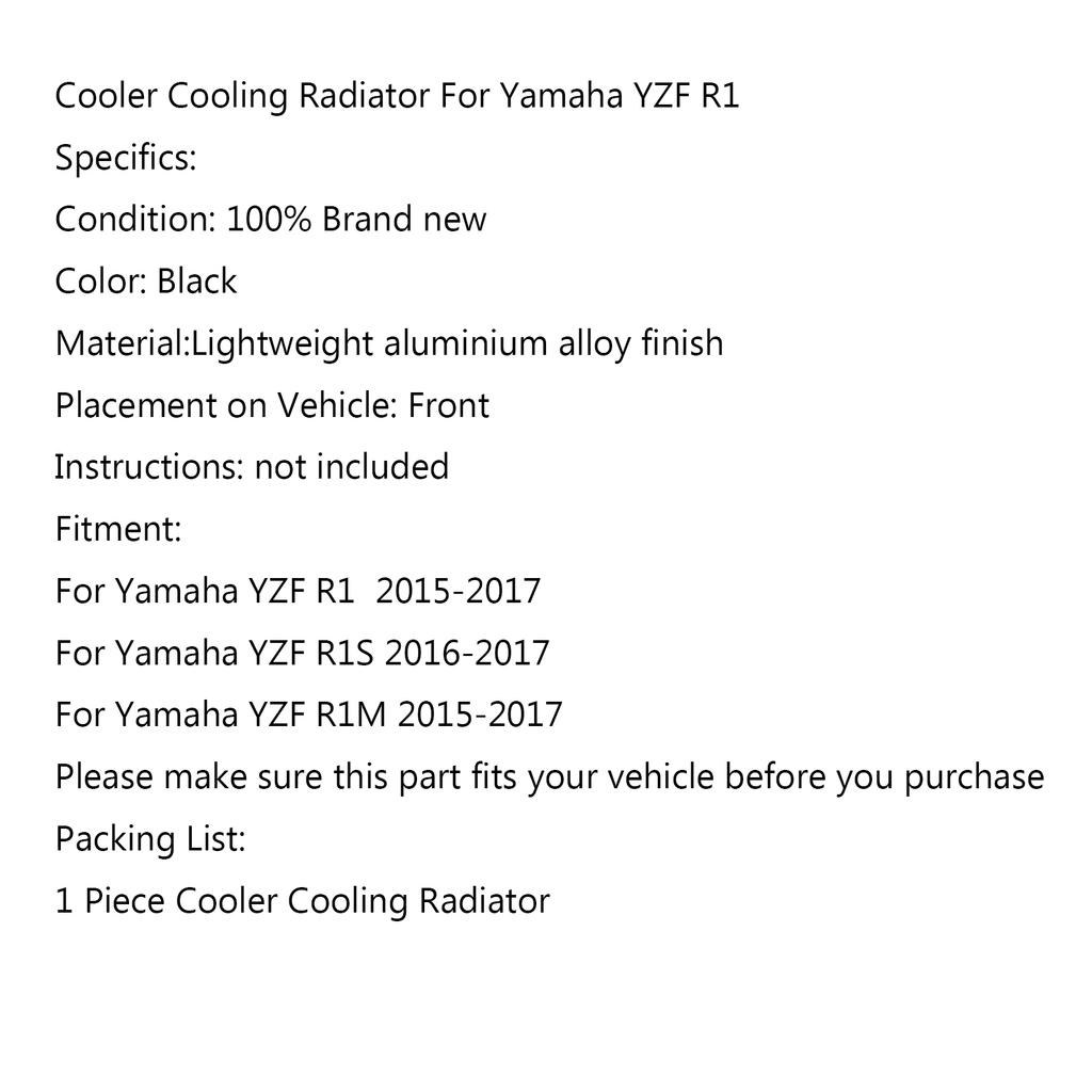Aluminum Cooler Cooling Radiator For Yamaha YZF R1 R1M 2015-2024 R1S 2016-2024