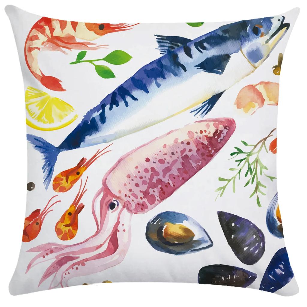 45x45cm Starfish Shell Crab Fish Pillowcase Living Room Sofa Chair Bed Soft Cushion Cover  Home Decoration