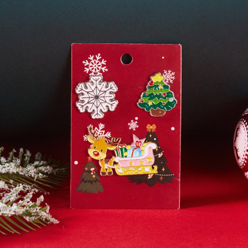 3Pcs/Set  Christmas Brooch For Women Men Cute Santa Claus Bell Elk Snowflake Snowman Enamel Pins Party Jewelry Gift