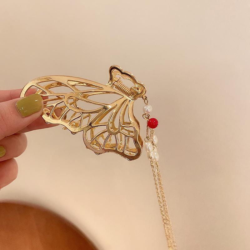 

Pearl flower leaf fringed hairpin women s fashion exquisite grab clip large hair volume temperament headgear hair accessories high sense