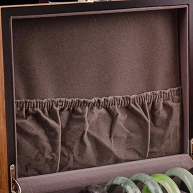Large Walnut Wood Bracelet Storage Box Vintage Luxury Showcase Bracelets Holder Transparent Display Women Jewelery  Ornament Organizer Casket Supplies