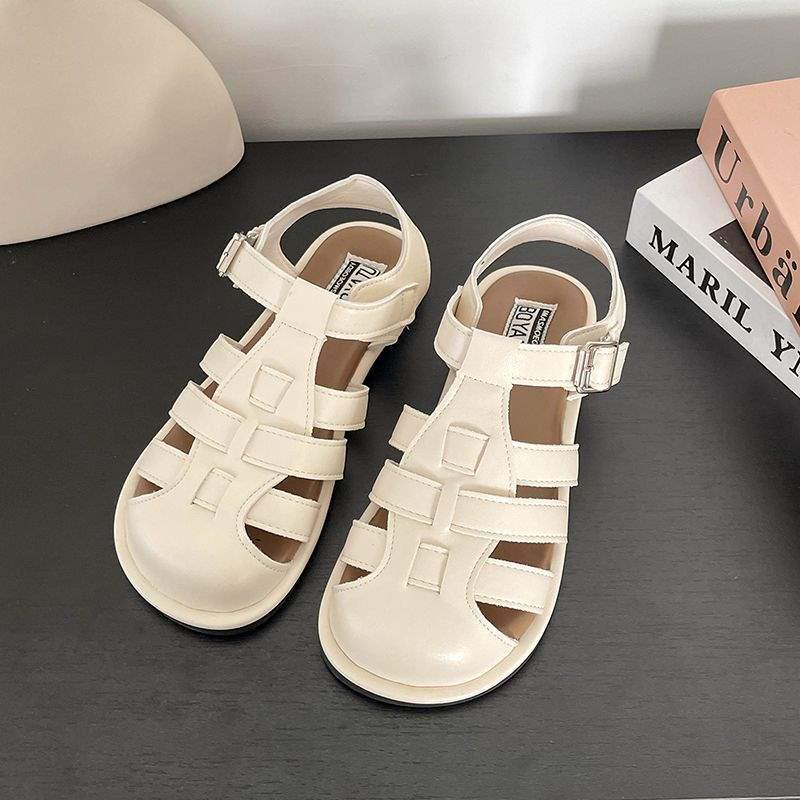 Women's Retro Woven French Flat Roman Sandals - Soft Sole Clogs for Casual Summer Beachwear 2025.