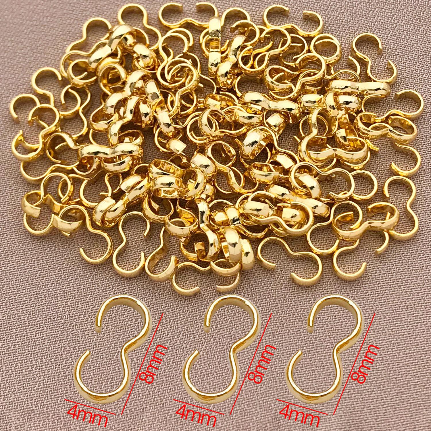 

Mix 10/20pcs 18K Copper Plated Genuine Golden Thick Silvery Open 3-Character Buckle, DIY Bracelet Jewelry Making 2030 10pcs