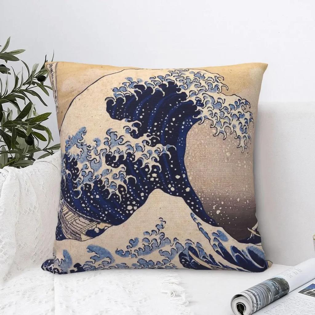 The Great Wave Off Kanagawa By Katsushika Hokusai Pillowcase Cover Cushion Comfort Throw Pillow Sofa Decorative Cushions Used