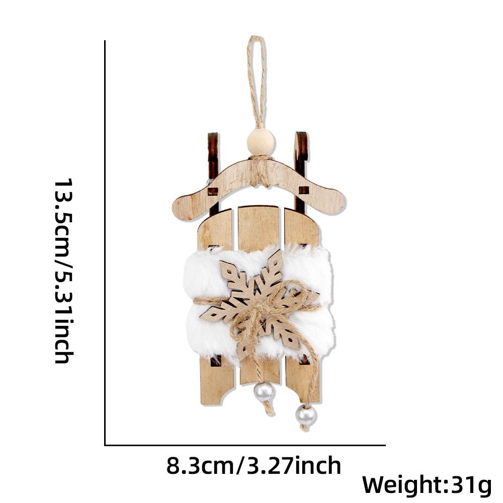 Vintage Inspired Unique Wooden Sled Ornament With Soft Snowflakes Perfect For Christmas Joy