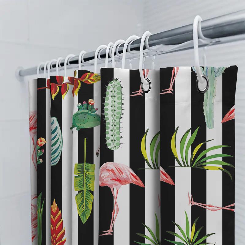 Tropical flamingo shower curtain waterproof and mildew-proof bathroom curtain home decoration with hook shower curtain