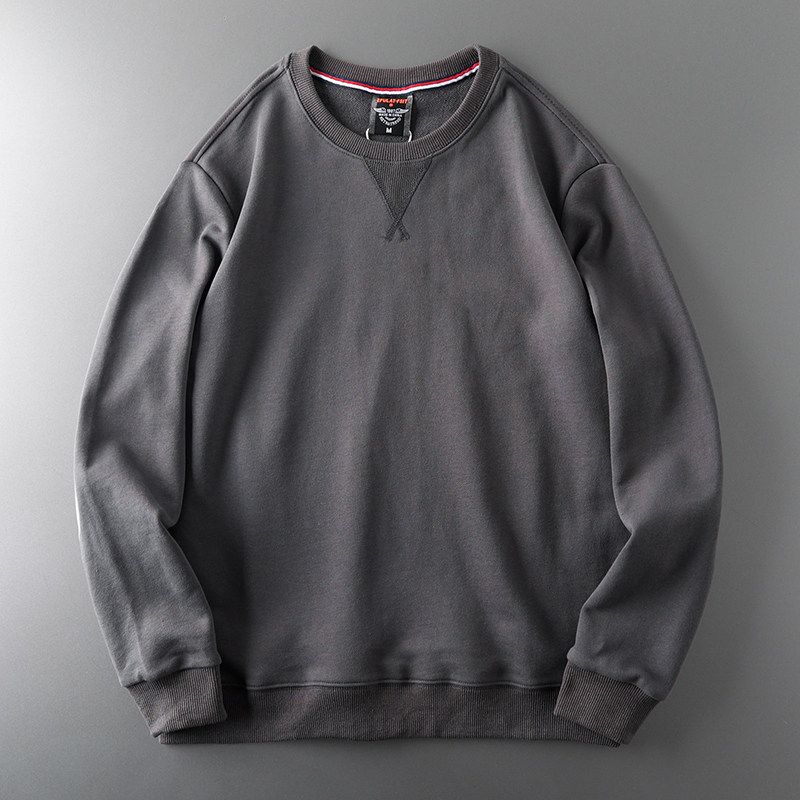 American-Style Retro Patch Spring and Autumn Export Sweater Iron Gray L