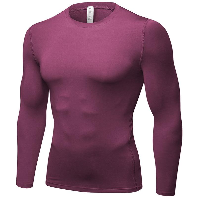 YOUNAXIN Heren T-shirts Hardlopen Fietsen Gym Fitness Lange mouw Training Joggen Sportshirts Buiten Tops L wijnrode kleur
