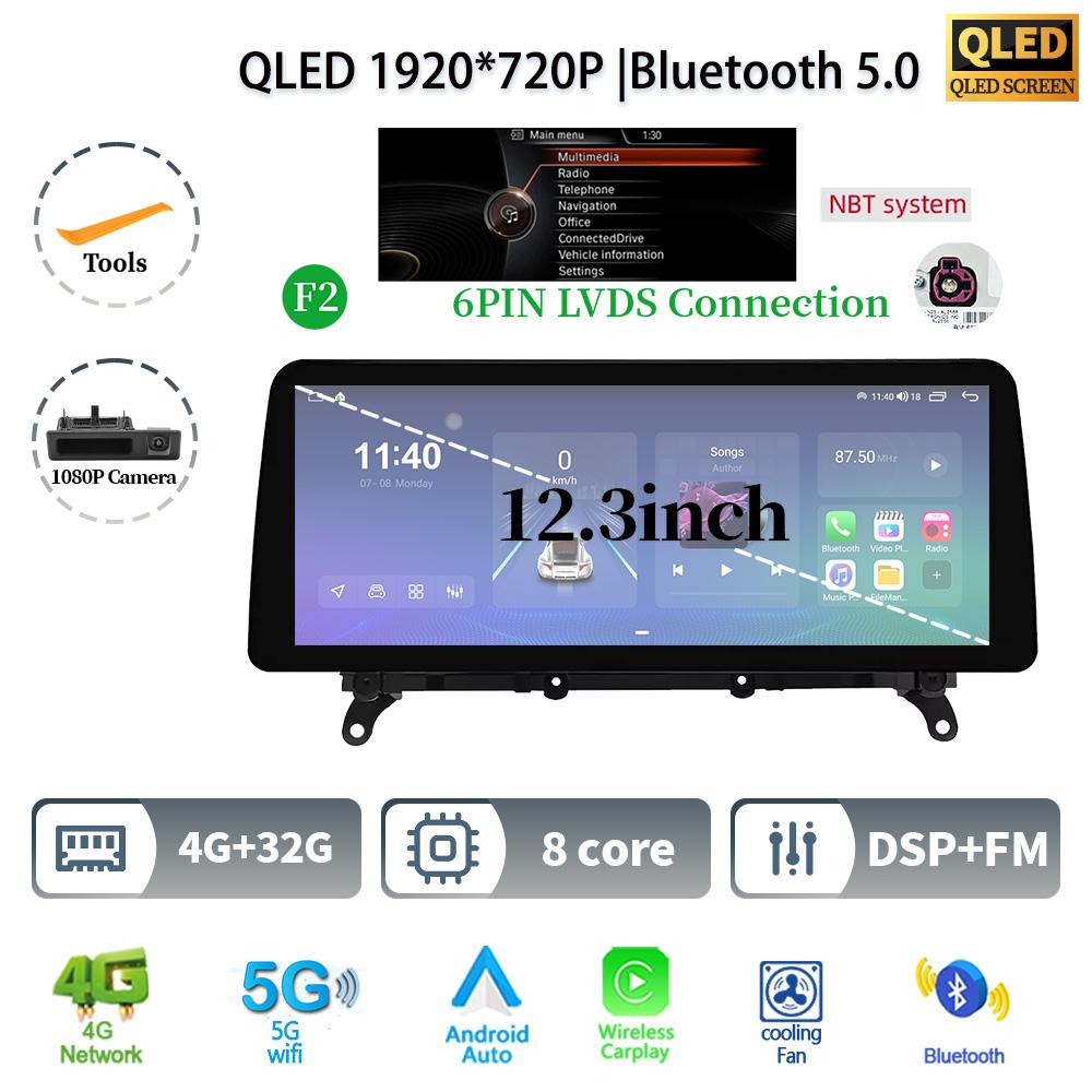 12.3" For BMW X3 F25 X4 F26 2011-2017 Android 14 Car Radio Multimedia GPS Navigation Bluetooth WIFI CarPlay Touch Screen Stereo