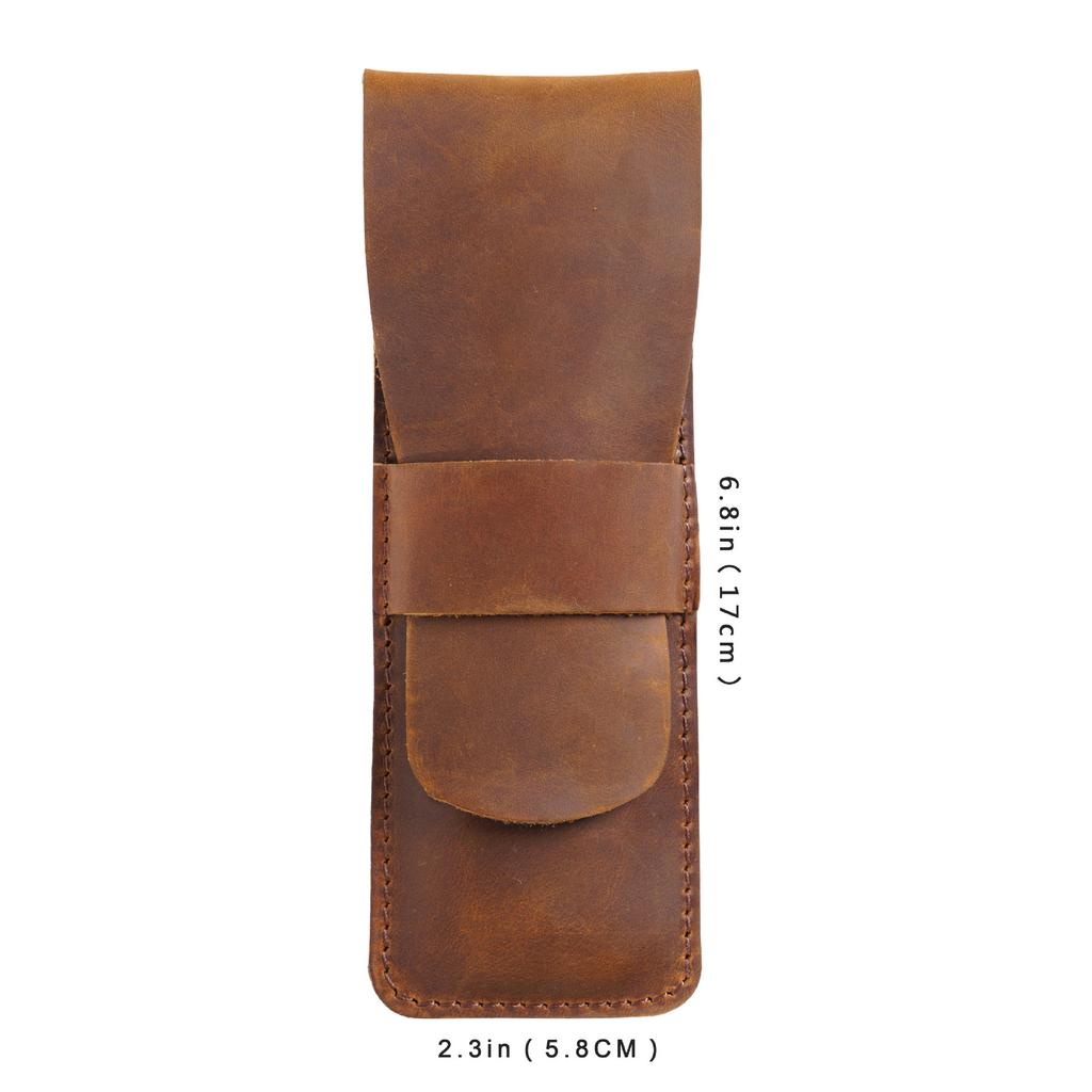 2026 Leather Pen Case Simple Small Pencil Case Cowhide Pencil Case Handmade Creative Men's and Women's Retro Stationery Box Storage Bag