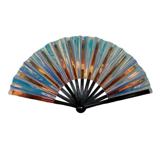 Yousheng Colorful Kung Fu Fan Holographic Foldable PVC Fan Ergonomic Handle Smooth Opening Closing Performance Fan Folk Craft Fan