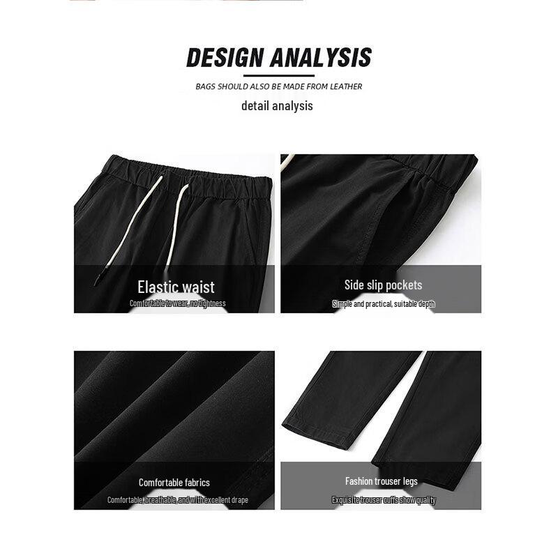 Dingfengbaoluo Men's Straight-Leg Cropped Casual Pants