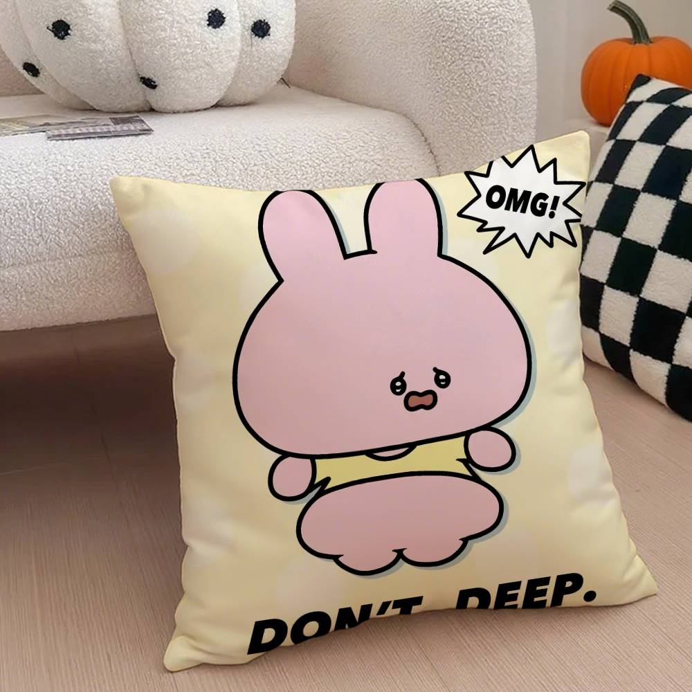 

Cartoon A-Asamimichan Cute Bunny Pillow Case Anti-dustmite Pillowcase Invisible zipper silky short plush Sofa cushion cover 12x12Inch