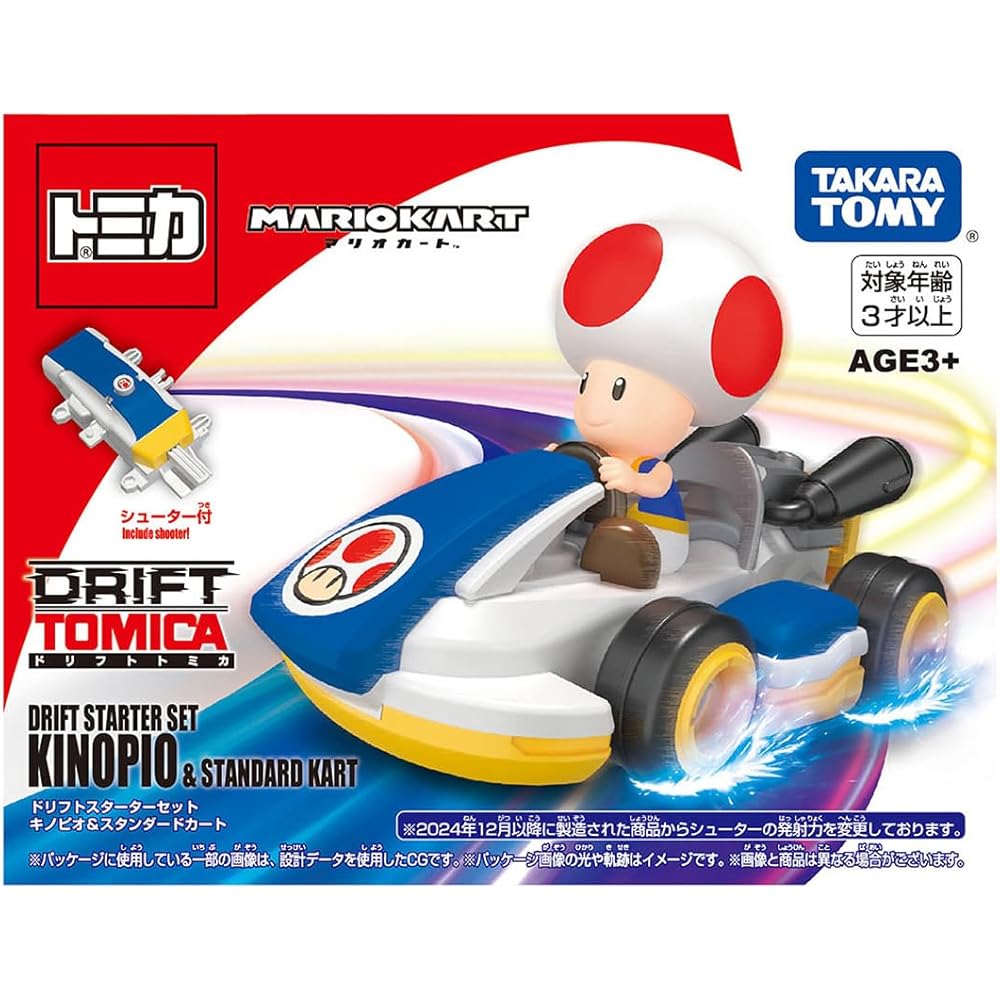TAKARA TOMY Tomica Drift Mario Kart Starter Set Toad & Standard Kart Toy Car for Ages 3 and Up