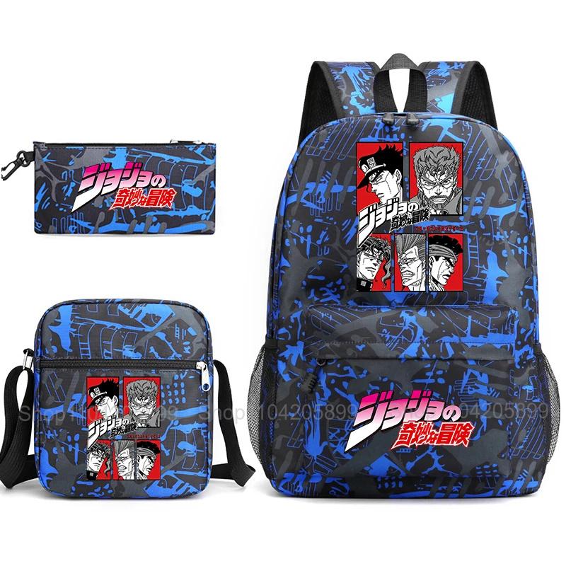 JoJo's Bizarre Adventure Rugzak Anime Mochila Student Tiener Schooltas met Schoudertas Etui voor Jongens Meisjes