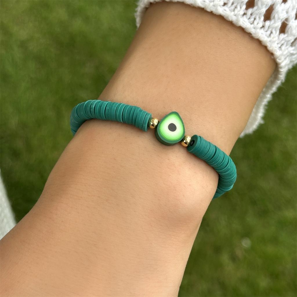 Summer Surfer Heishi Bracelet Set for Women Stackable Gold  Ploymer Bead Stretch  Beach Layering Bracelets Jewelry