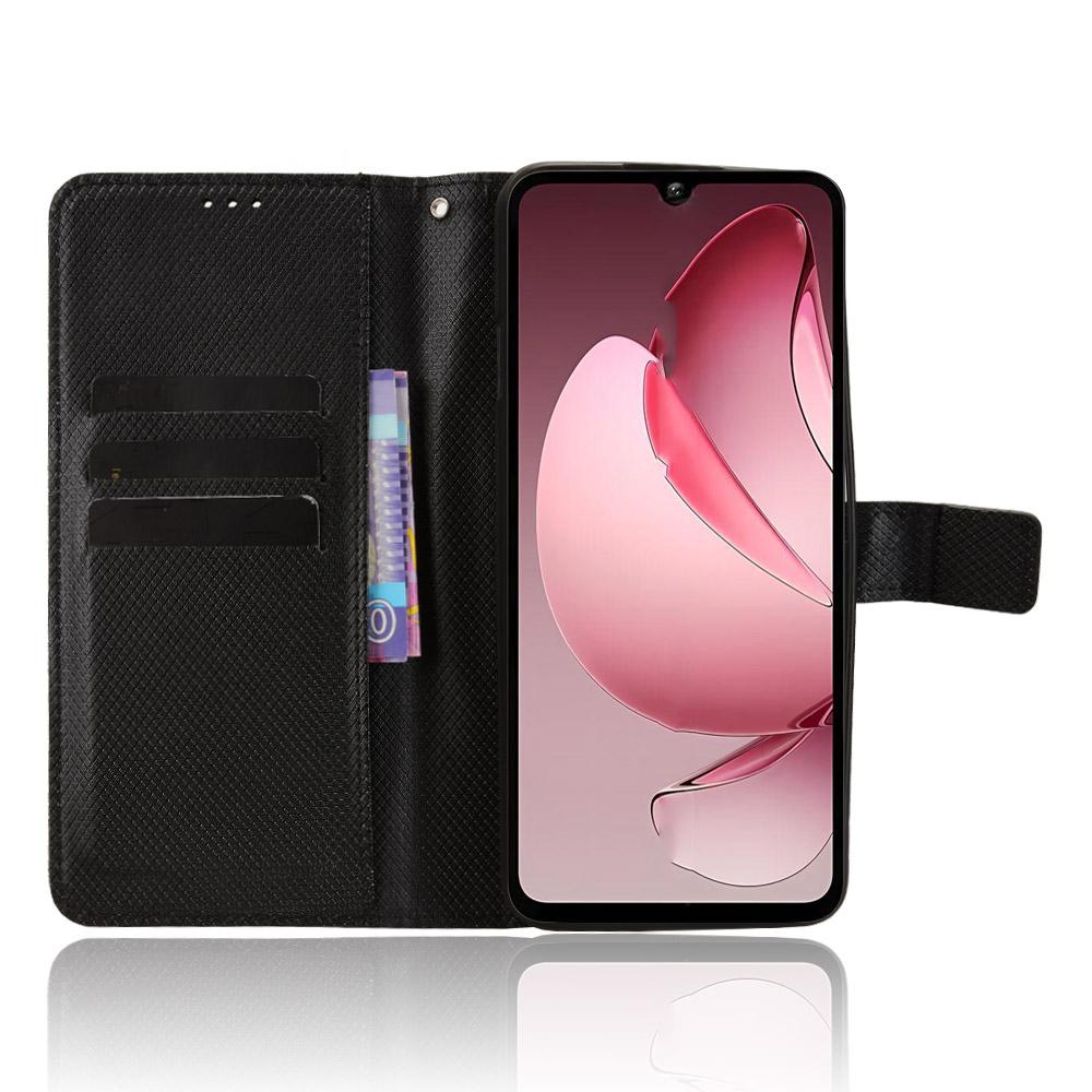 For Oukitel C60 Pro/Oukitel C60 Leather Wallet Case with Strap Diamond Texture Phone Cover