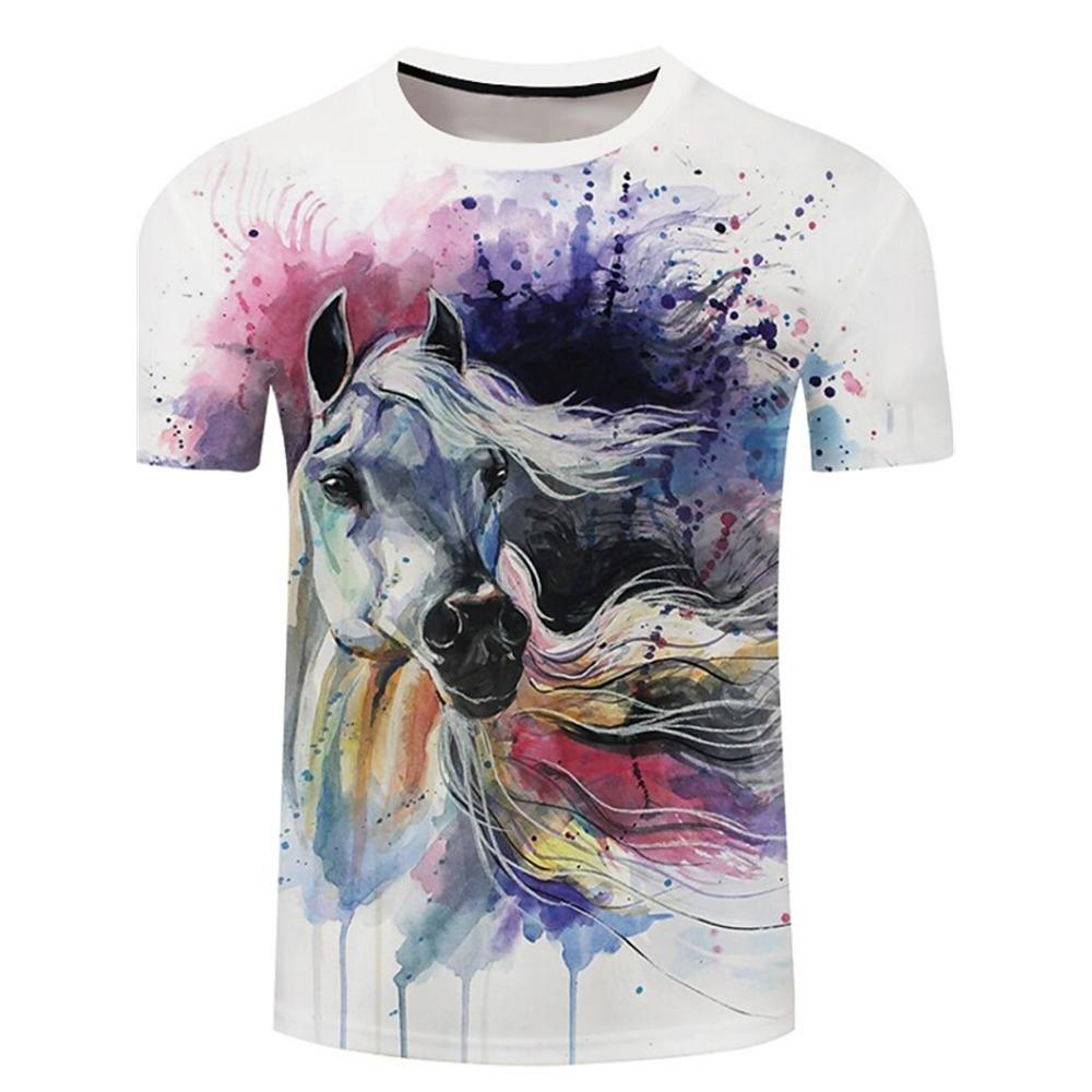 3D Print Horse T-Shirts Men Fashion Summer Loose O-Neck T-Shirt Casual Short Sleeve Streetwear Harajuku Horse Y2k Men Clothes