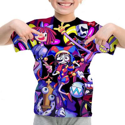 Niesamowity Cyfrowy Cyrk Koszulka z nadrukiem 3D Klasyczny Dziecięcy Top z krótkim rękawem Odzież Moda Chłopięca i Dziewczęca Krótki rękaw