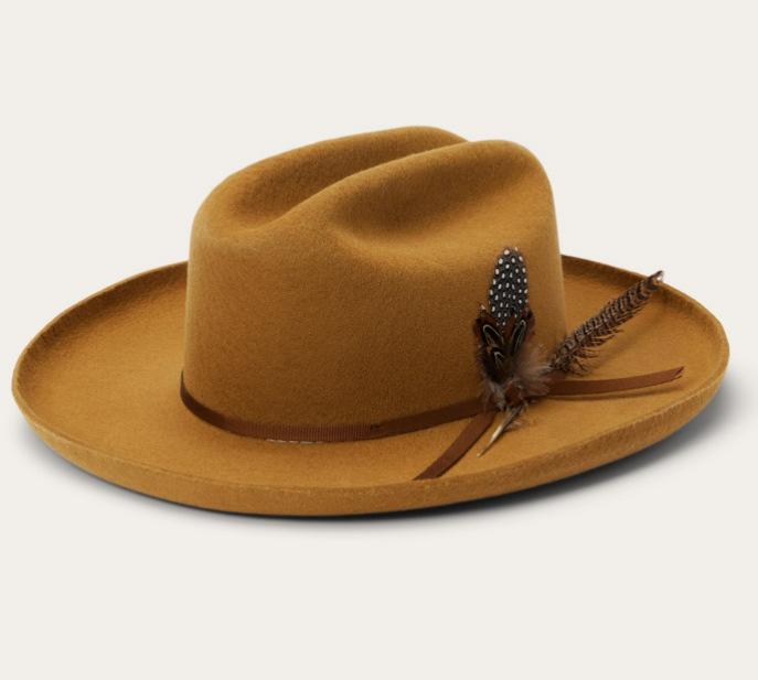 

Цилиндр из чистой шерсти, фетровая шляпа в джинсовом стиле, модный цилиндр с перьевым украшением L（58-60cm） верблюд