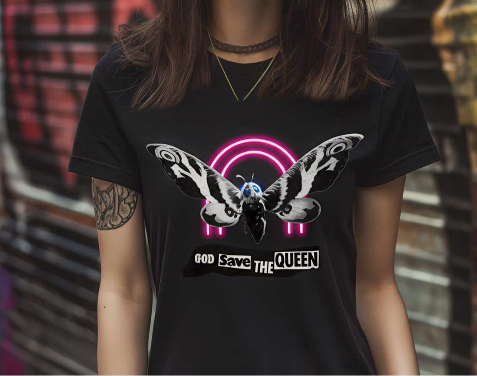 God Save the Queen Mothra T-Shirt Royal Kaiju Queen Tee Punk Monster Vintage Rock Style Godzilla S