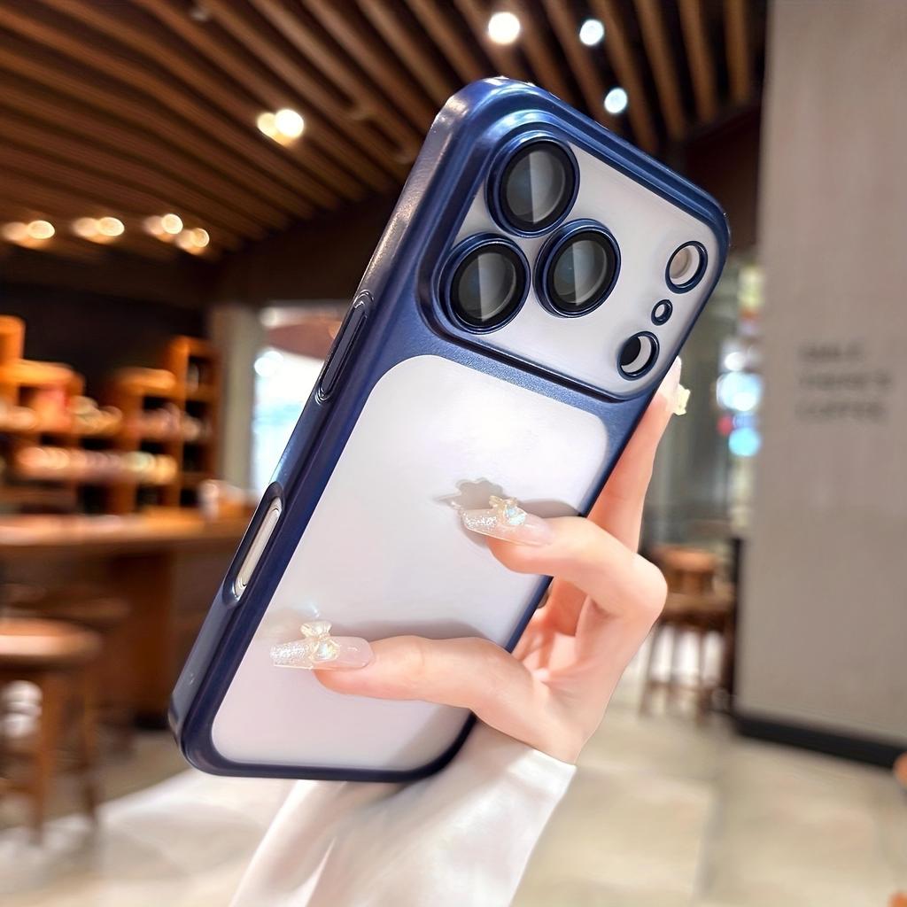 Luxury Matte Bumper Shockproof Phone Case For iPhone 17 15 16 14 13 Pro Max 17Pro 16Pro Air Lens Protection Frosted Back Cover