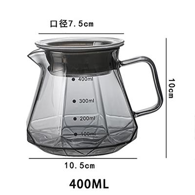 YWDL 400/600ml Coffee Sharing Pot with Dripper High Borosilicate Glass Coffee Pot Hand Drip Sharing Pot Filter Funnel Portable
