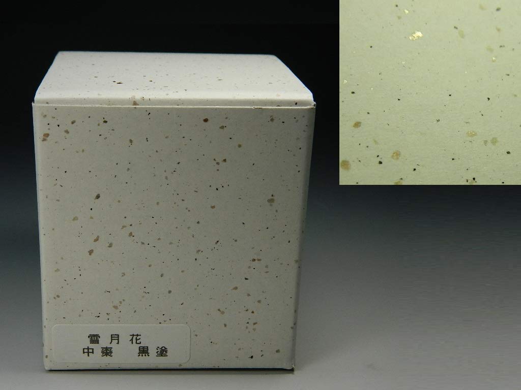 Medium-sized Tea Caddy with Snow, Moon, and Flowers In Black and Colored Lacquer, Made of Resin, Made In Japan, Suitable for Tea Ceremonies