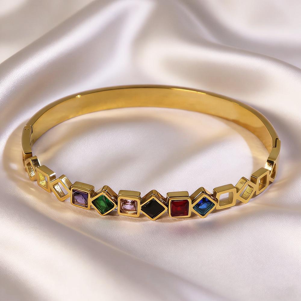 High-end Titanium Steel Women's Jewelry Colorful Zircon Bracelet Ins Style Bracelet