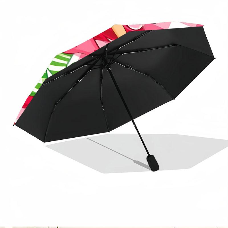 Strawberry Shortcake Print Automatic Open Close Umbrella, Portable Foldable Umbrella, for Outdoor Commute Camping Trip, Ideal Birthday Gift