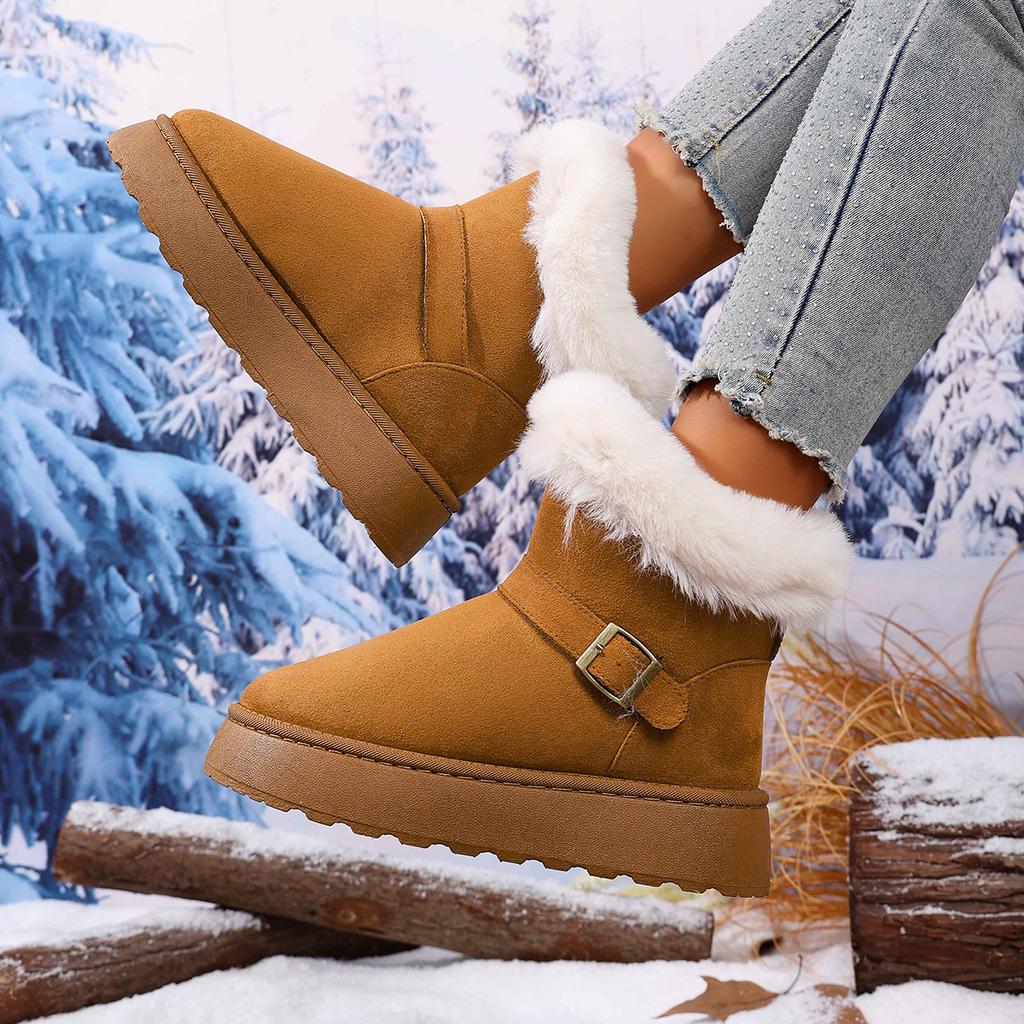 New Style Women's Bow Round Toe Elegant Snow Boots Winter Flat Wear-resistant Soft Plus Luxury Velvet Warm Women's Shoes