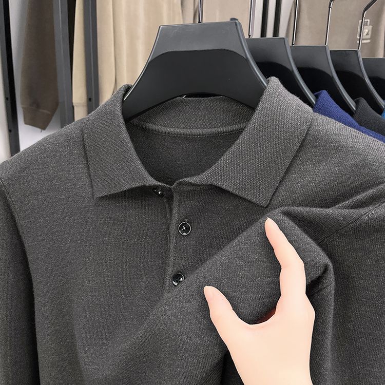 Men s Long Sleeve Lapel Collar Winter Lapel Collarpolo M