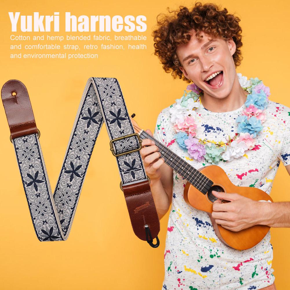 Ukulele Boho Shoulder Strap Embroidery Pattern Boho Pattern Instrument Strap Adjustable Ethnic Style for Guitarists Men Women