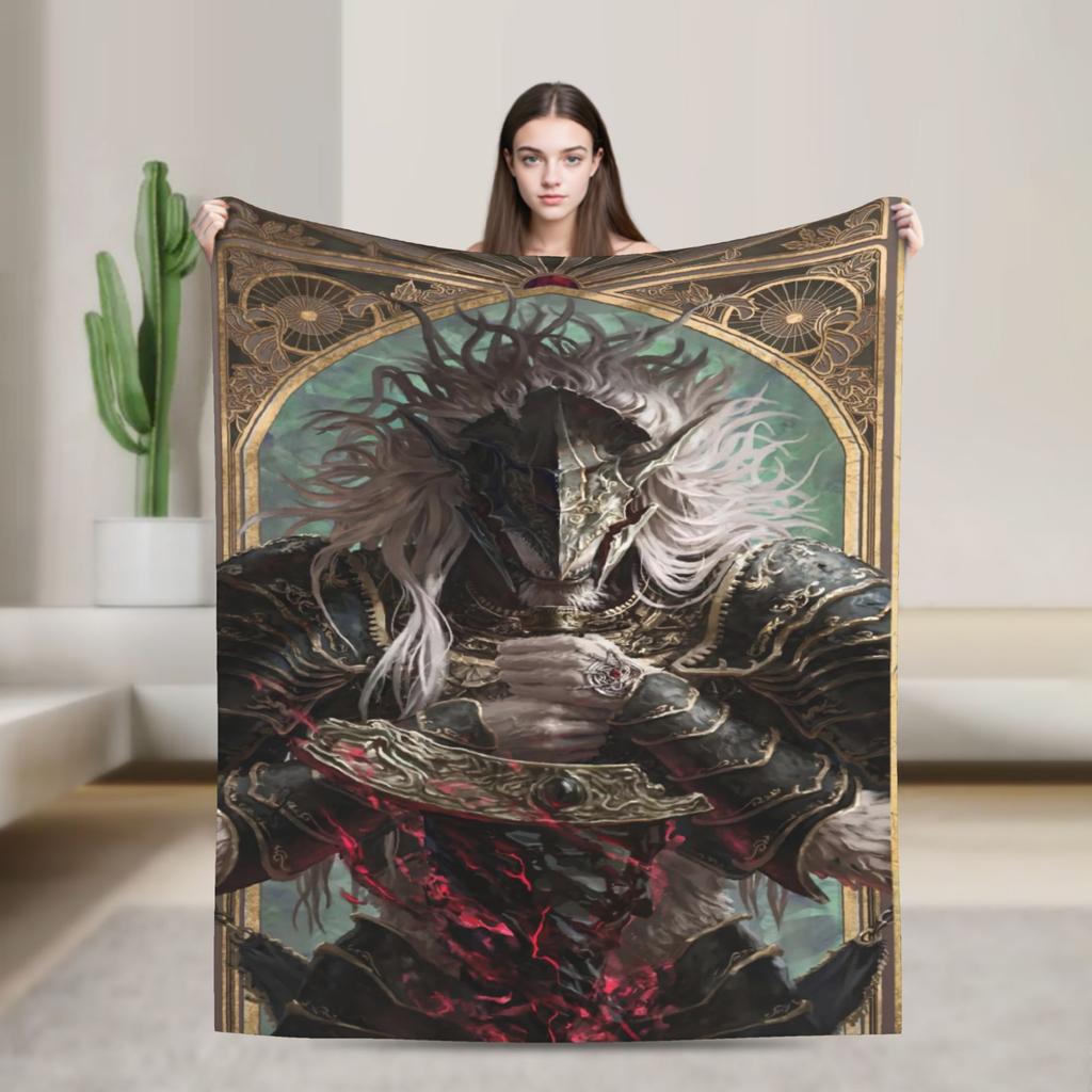 Elden Ring Flannel Blanket Warm Soft Throw Blanket For Bedroom Travel Office Print Bedspread Sofa Bed Cover