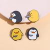 Cutie Killer Enamel Pins Chick Little Penguin Dagger Knife Brooches Lapel Badges Cartoon Fun Animal Jewelry Gift For Kids Friend