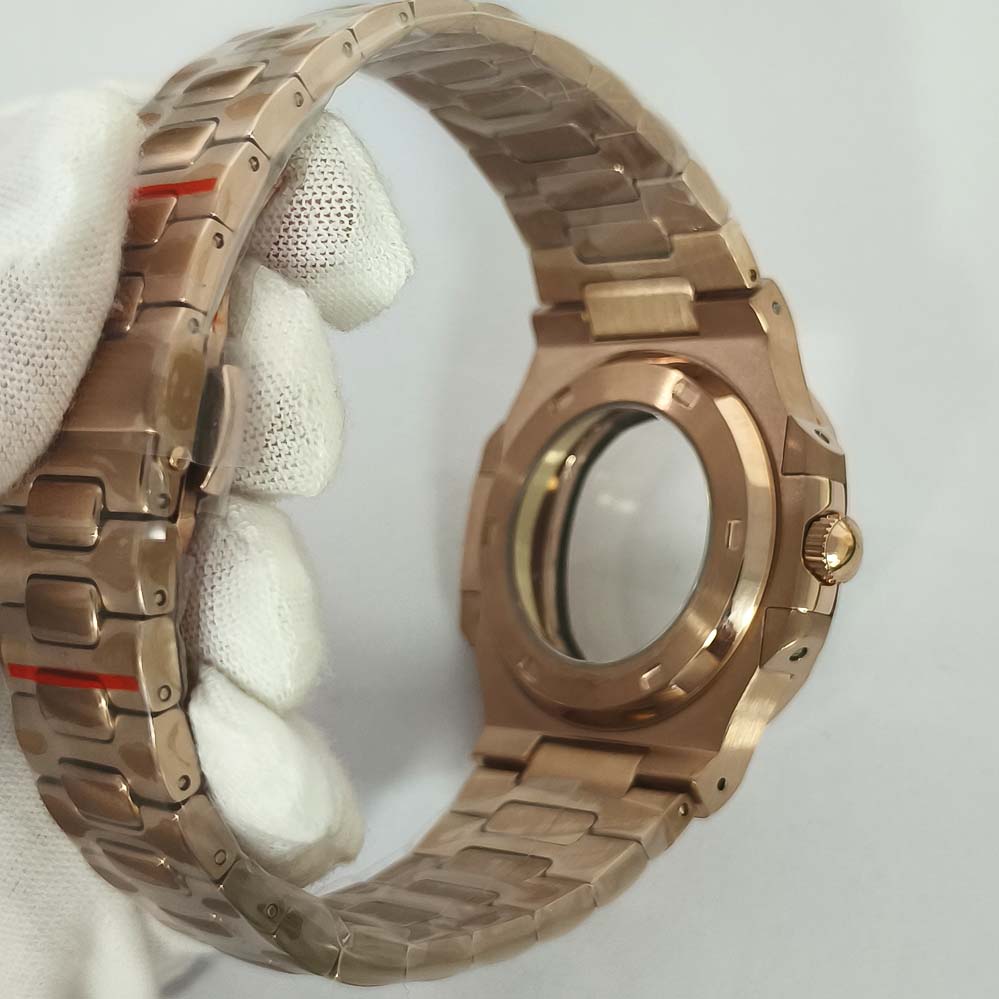 41mm Rose Gold Watch Case Sapphire Glass Stainless Steel Strap Modification Watches Accessories for NH35 NH36 4R Movement