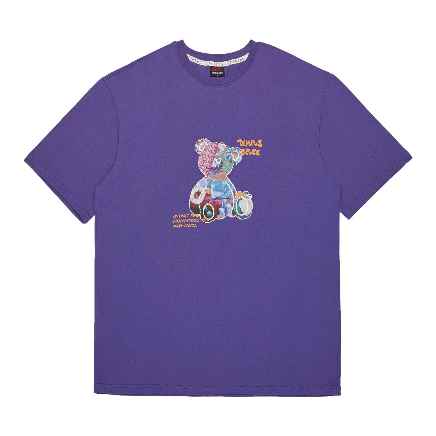 Tempus Studio Space Bear Big Logo T-Shirts [Purple] L