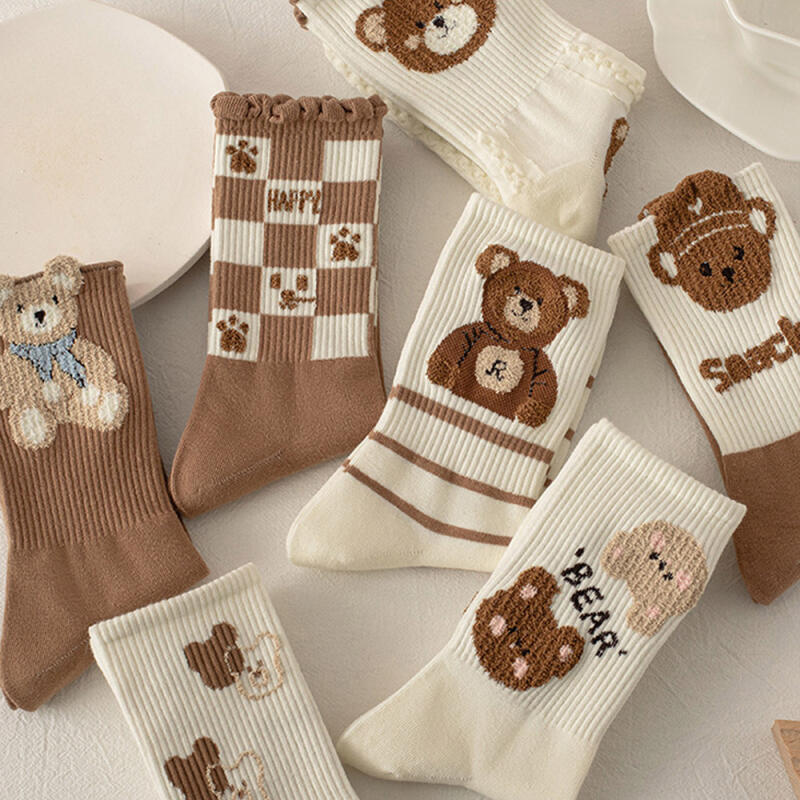 Louis Women's Teddy Bear Socks Set Medium Thick Bone