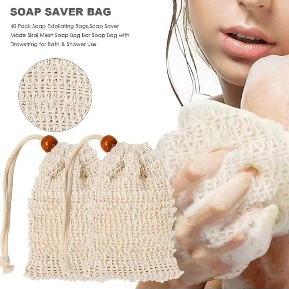 5/10Pcs Natural Cotton Linen Foaming Soap Bags Linen-cotton Exfoliating Soap Saver Bag with Mesh Cleaning Tool