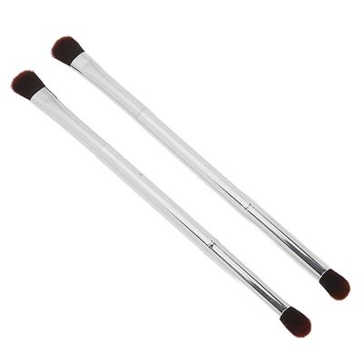 2 Stück Lidschattenpinsel-Set mit zwei Enden, tragbar, silberfarben, weiche Kunstfaserhaare, Augen-Make-up-Pinsel, Kosmetikwerkzeug