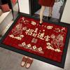 Chinese New Year Crystal Velvet Anti-slip Entrance Mat - Easy Clean, Water Absorbent Red Door Mat