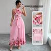 Women's Floral Print Halter Neck Pleated Midi Dress
